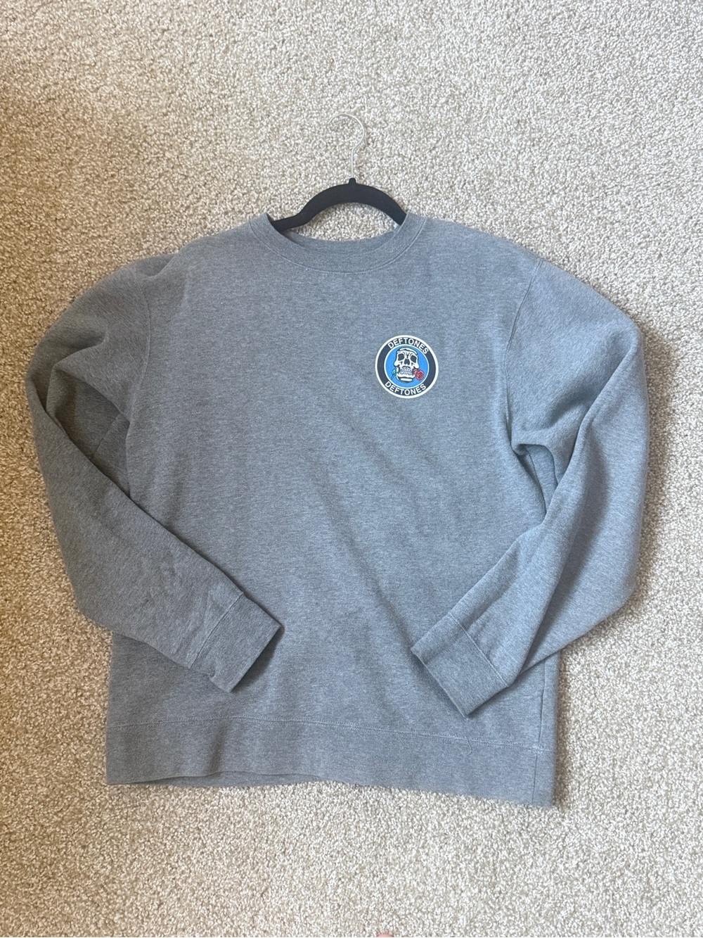 Gray Crewneck Sweatshirt with Chest Patch